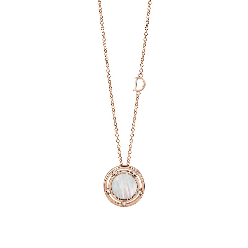 Damiani 18K White and Pink Gold with Diamond and Mother of Pearl Necklace 0.10ct. w