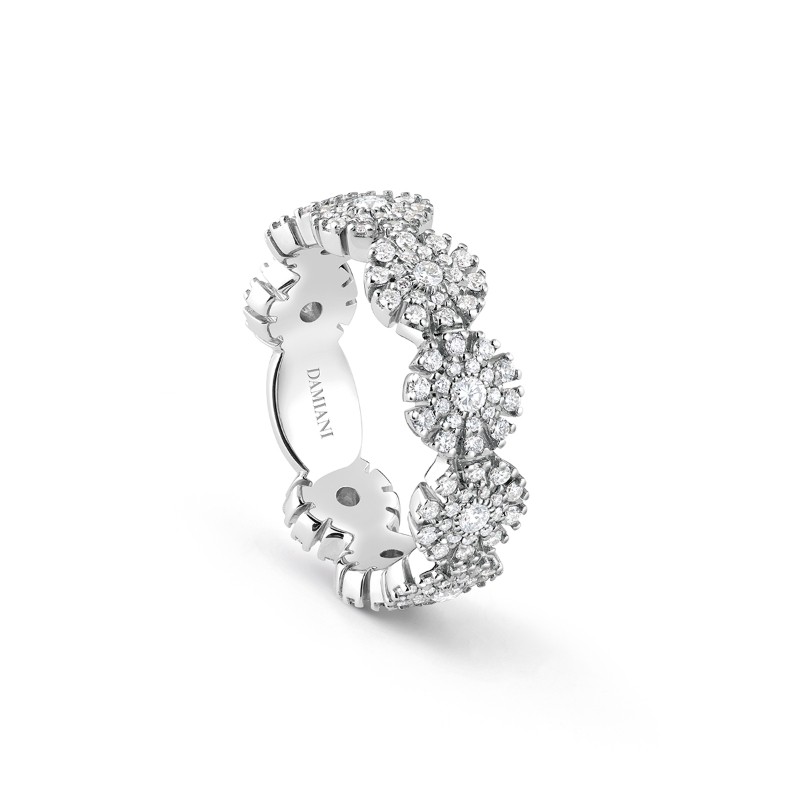 Damiani 18k White Gold Multi 9 Flower Ring 0.92ctw.