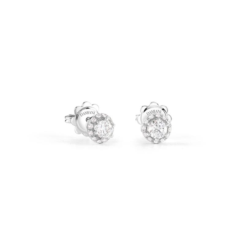 Damiani 18k white gold diamond earrings studs .50 ctw. 