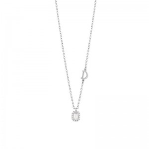 Damiani 18k white gold diamond and emerald necklace 3.40 emerald .3560 diamond. 