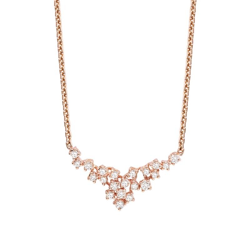 DAMIANI 18K ROSE GOLD DIAMOND MIMOSA NECKLACE CM.42 DIA-0.38 GLD-6.90. 