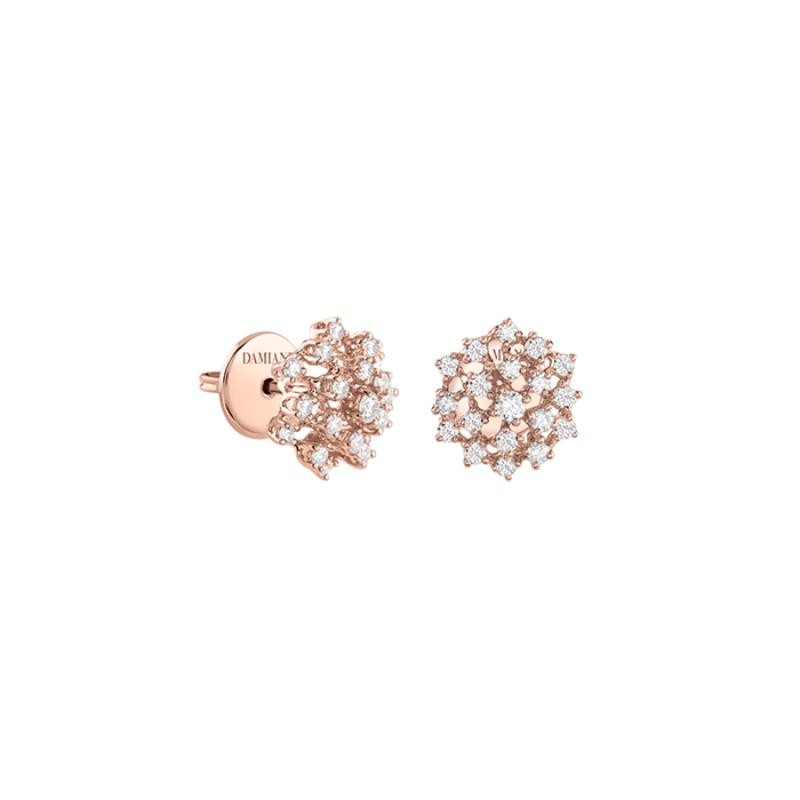 DAMIANI 18K ROSE GOLD DIAMOND MIMOSA EARRINGS DIA-0.67 GLD-4.15. 
