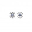 DAMIANI 18K WHITE GOLD MARGHERITA EARRINGS WITH DIAMOND AND AQUAMARINE 0.42. 