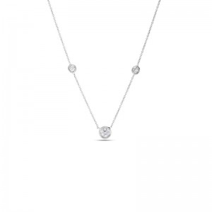 Roberto Coin 18K White Gold Diamond 3 Station necklace .38ctw. 