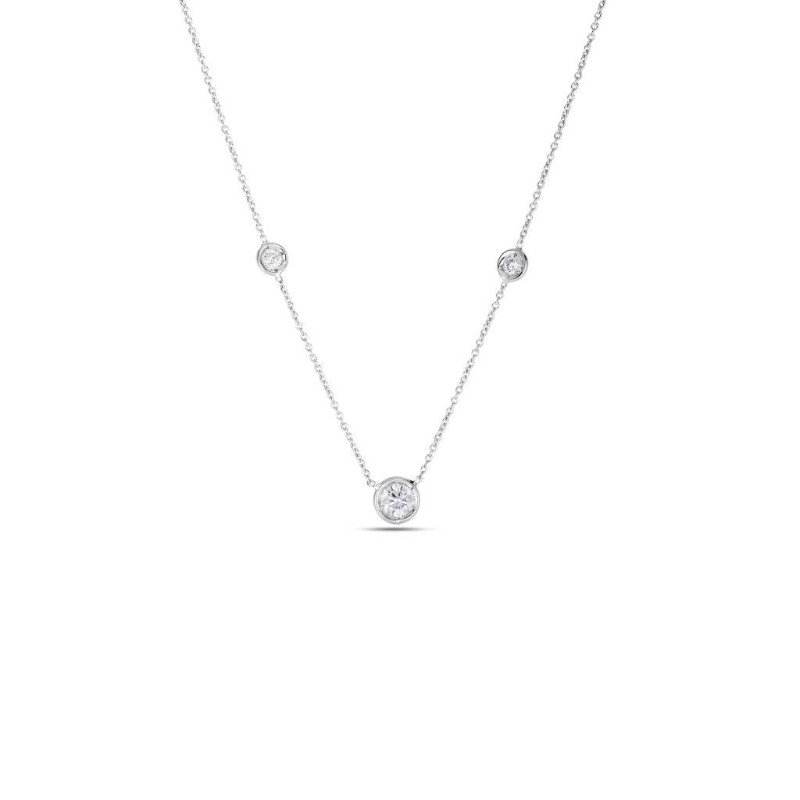 Roberto Coin 18K White Gold Diamond 3 Station necklace .38ctw. 