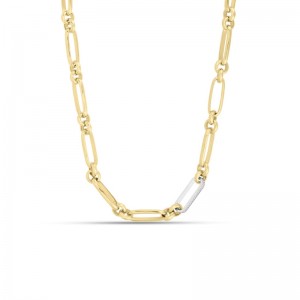 Roberto Coin Yellow White Gold Diamond Oro Classic Necklace .38ctw.