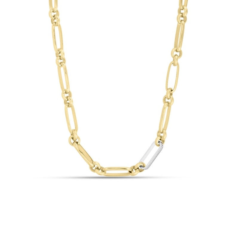 Roberto Coin Yellow White Gold Diamond Oro Classic Necklace .38ctw.