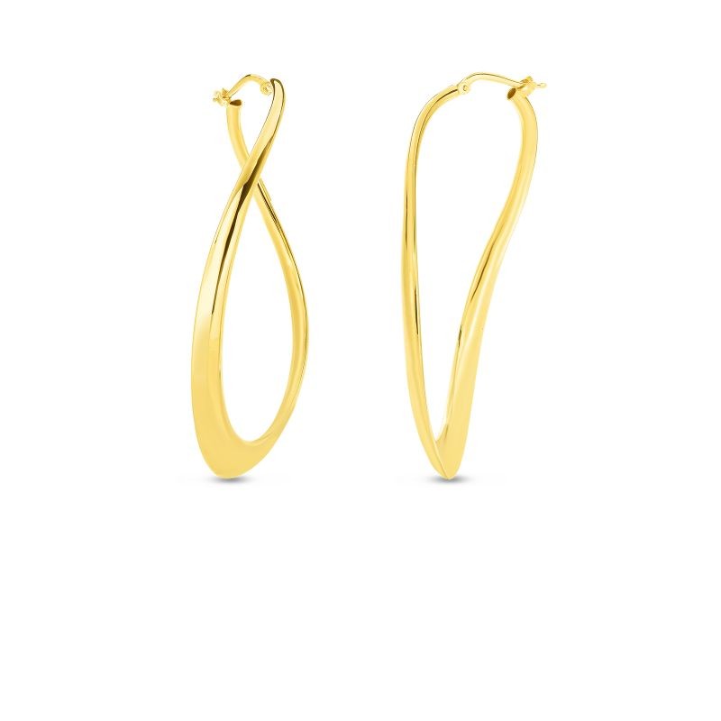 Roberto Coin 18K Gold Curved Teardrop Hoop Earring