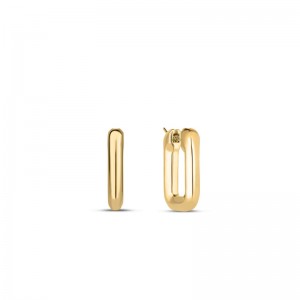 Designer Gold Small Square Hoop Earrings in 18k Yellow Gold