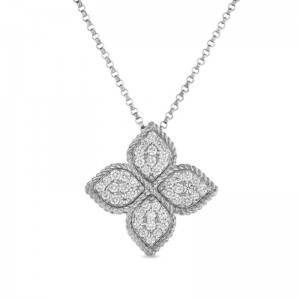 18K WHITE GOLD DIAMOND PRINCESS FLOWER INDP SMALL. 