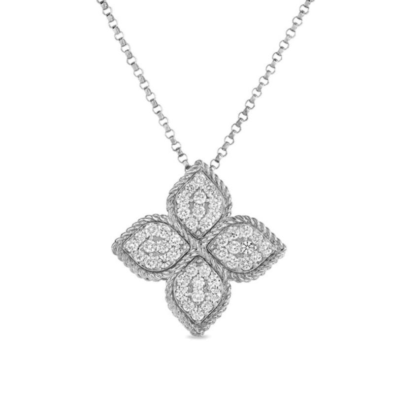 18K WHITE GOLD DIAMOND PRINCESS FLOWER INDP SMALL.