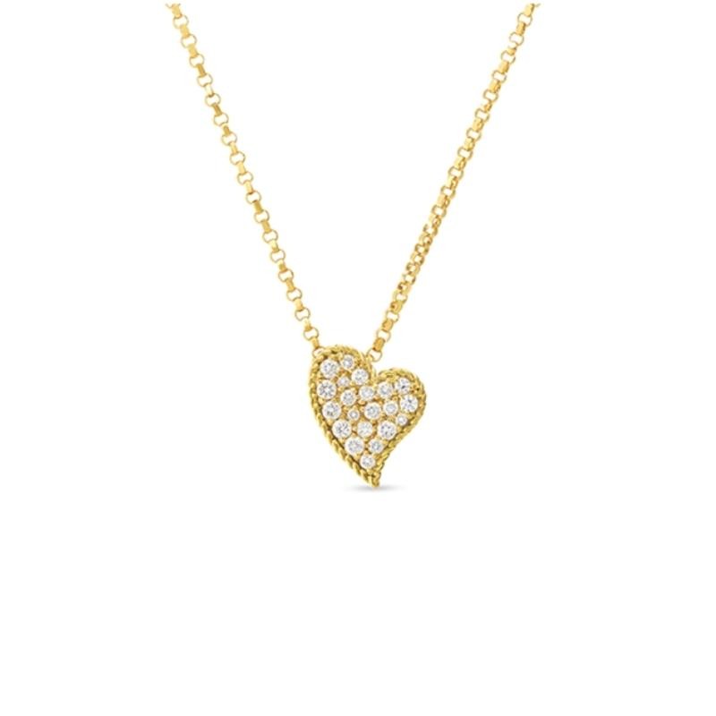 18K YELLOW GOLD DIAMOND HEART NECKLACE WITH O.15 CTS.