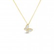 ROBERTO COIN 18K YELLOW AND WHITE GOLD DIAMOND BUTTERFLY PENDANT 0.25.
