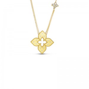 18K YELLOW GOLD DIAMOND VENETIAN PRINCESS NECKLACE .19W. 