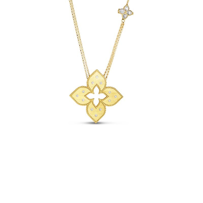 18K YELLOW GOLD DIAMOND VENETIAN PRINCESS NECKLACE .19W.
