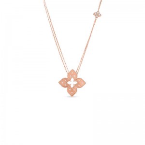 18K ROSE GOLD DIAMOND VENETIAN PRINCESS NECKLACE 0.20.