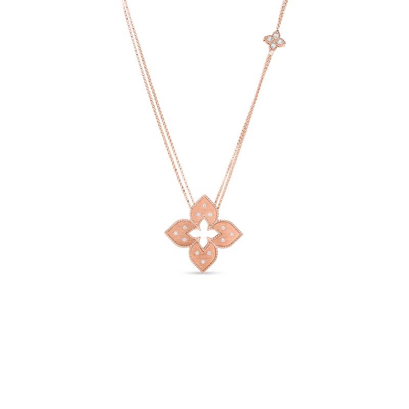 18K ROSE GOLD DIAMOND VENETIAN PRINCESS NECKLACE 0.20.