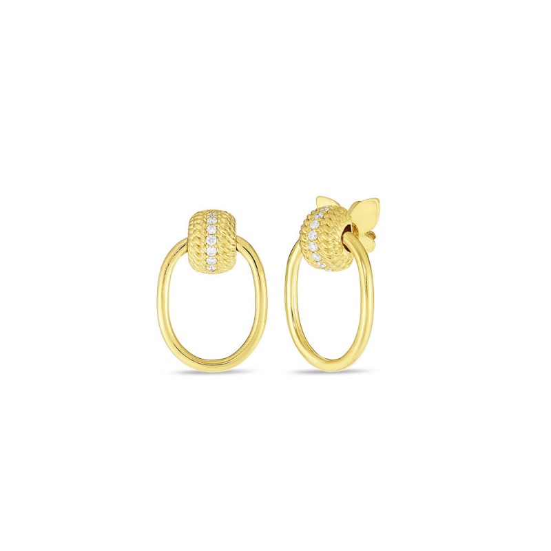 Roberto Coin  18K Yellow Gold Diamond Opera Earrings