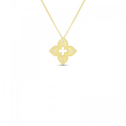 18K YELLOW GOLD DIAMOND PETITE VENETIAN PRINCESS NECKLACE .06CT.