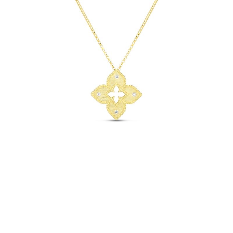 18K YELLOW GOLD DIAMOND PETITE VENETIAN PRINCESS NECKLACE .06CT.
