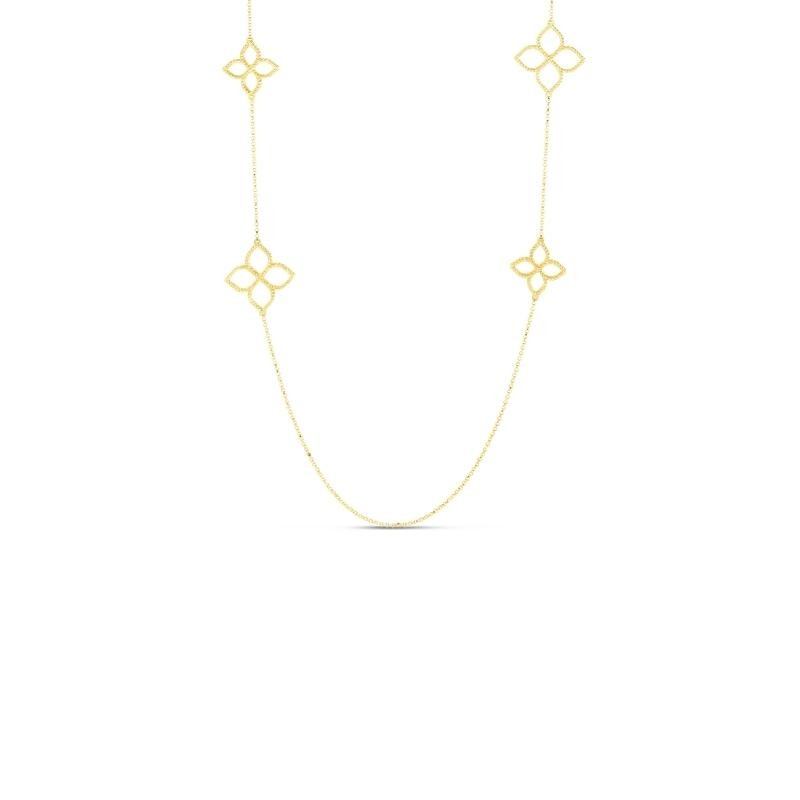 18K YELLOW AND WHITE GOLD DIAMOND PRINCESS FLOWER NECKLACE 0.16 CTS.
