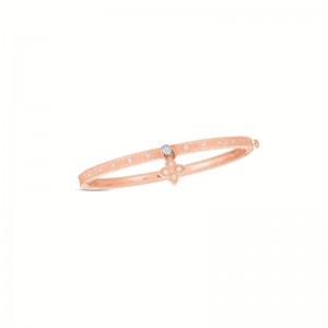 Roberto Coin 18K Symphony Princess Flower Bangle with Diamond Flower Charm