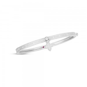 Roberto Coin 18K Symphony Princess Flower Bangle W. Diamond Flower Charm