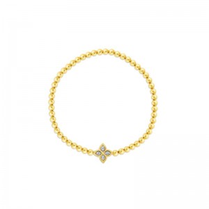 18K YELLOW AND WHITE GOLD PRINCESS FLOWER BRACELET PETITE 0.02. 