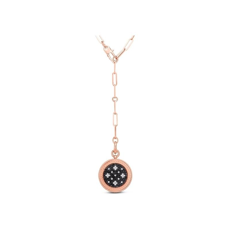 https://www.williambarthman.com/upload/product/Roberto Coin 18K Rose Gold Venetian Princess Black & White Diamond Medallion