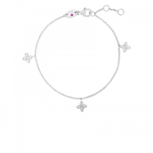 Roberto Coin White Gold Diamond Love By The Inch 3 Station Bracelet .10ctw.