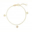 18K YELLOW GOLD DIAMOND 3 STATION DANGLING BRACELET .13CTW.