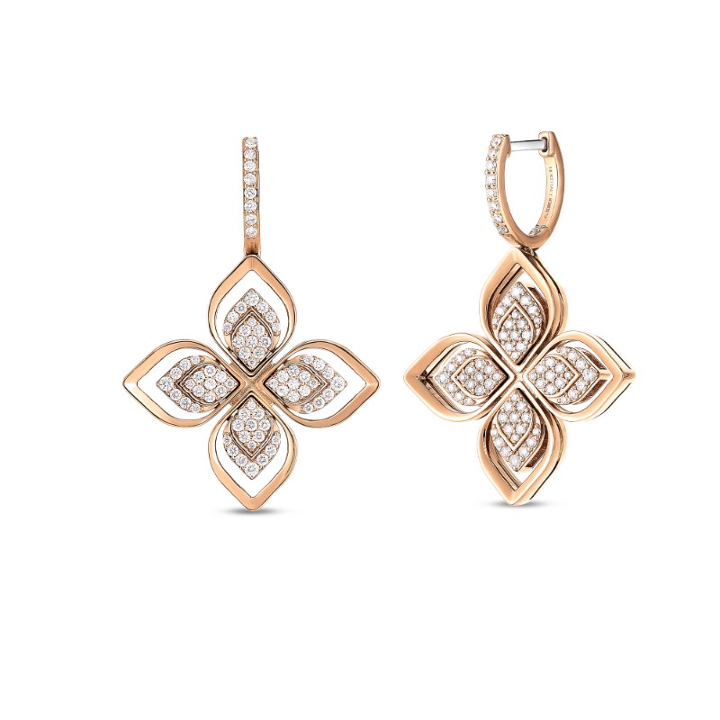 ROBERTO COIN ROSE GOLD DIAMOND VENETIAN PRINCESS EARRINGS 0.95.