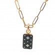 18KRG VENETIAN PRINCESS BLACK AND WHITE DIAMONDS DOG TAG NECKLACE 1.25.