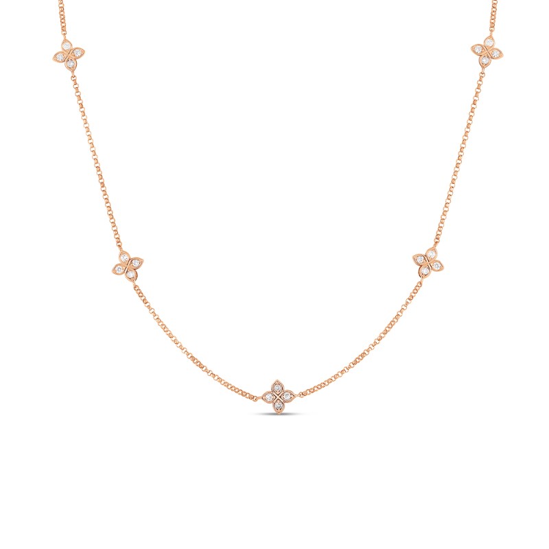 Roberto Coin Rose Gold Diamond Love By The Inch 5 Station NK .22ctw.