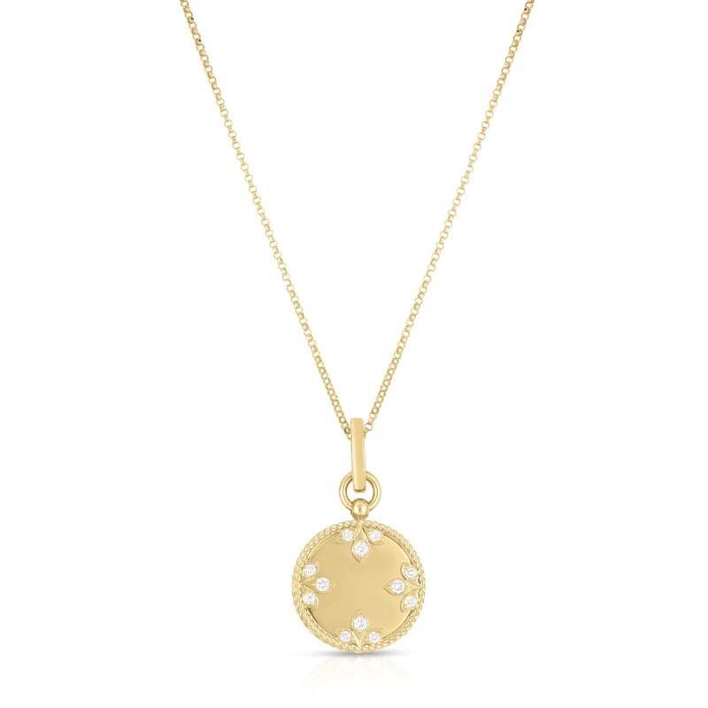 Roberto Coin 18k Yellow Gold Venetian Medallions Small Diamond Necklace