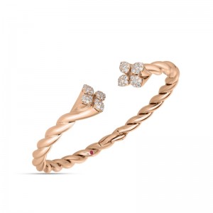 ROBERTO COIN 18K ROSE GOLD DIAMOND BANGLE LOVE IN VERONA DIA 0.63. 