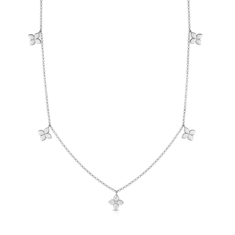 Roberto Coin 18k White Gold Diamond Love By The Inch Necklace .08ctw.