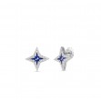 Roberto Coin 18K White Gold Stardust Stud Earrings with Small Pave Diamonds and Blue Ceramic