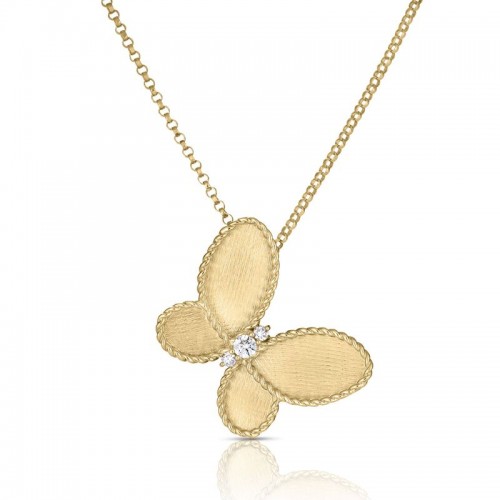Roberto Coin 18k Yellow Gold Diamond Jasmine Butterfly .06ctw.