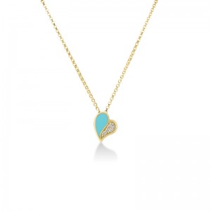 ROBERTO COIN 18K YELLOW GOLD DIAMOND CYAN ENAMEL AMORINO NECKLACE DIA-0.03.