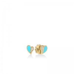 ROBERTO COIN 18K YELLOW GOLD AMORINO DIAMOND CYAN ENAMEL EARRINGS DIA-0.06.