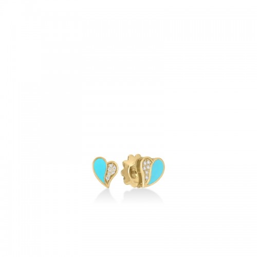 ROBERTO COIN 18K YELLOW GOLD AMORINO DIAMOND CYAN ENAMEL EARRINGS DIA-0.06.