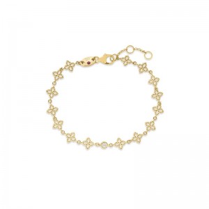 ROBERTO COIN 18K YELLOW GOLD PRINCESPESSA DIAMOND SATIN BRACELET DIA-0.03. 