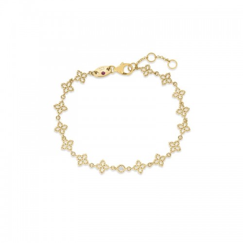 ROBERTO COIN 18K YELLOW GOLD PRINCESPESSA DIAMOND SATIN BRACELET DIA-0.03. 