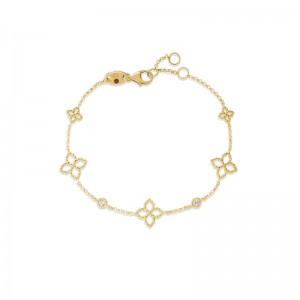 ROBERTO COIN 18K YELLOW GOLD PRINCEPESSA DIAMOND SATIN BRACELET DIA-0.06.