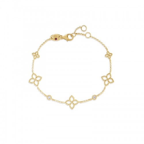 ROBERTO COIN 18K YELLOW GOLD PRINCEPESSA DIAMOND SATIN BRACELET DIA-0.06.