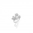 ROBERTO COIN 18K WHITE GOLD JASMINE PAVE FLOWER RING   DIA-0.58. 