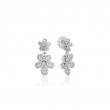 ROBERTO COIN 18K WHITE GOLD DIAMOND JASMINE PAVE FLOWER DROP EARRINGS DIA-1.08.