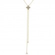 18K YELLOW AND WHITE GOLD PRINCESS FLOWER PAVï¿½ DIAMOND LARIAT NECKLACE. 