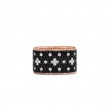 Roberto Coin 18K Gold Wide Ring With Black And White Fleur De Lis Diamonds